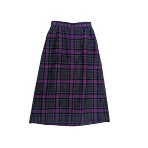 Vintage 80s Pendleton Virgin Wool Plaid Skirt Midi Long Western Purple Womens 4